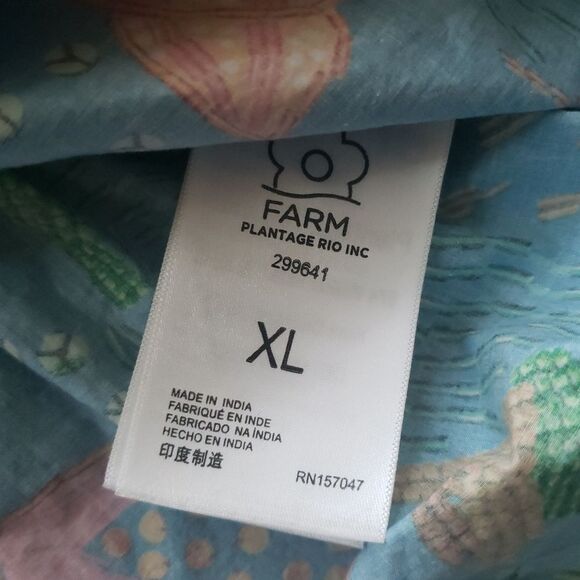 Farm Rio Tropical Mini Dress XL Chic Feminine Summer Embroided Cotton Tiered - Picture 7 of 12